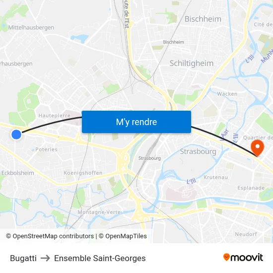 Bugatti to Ensemble Saint-Georges map