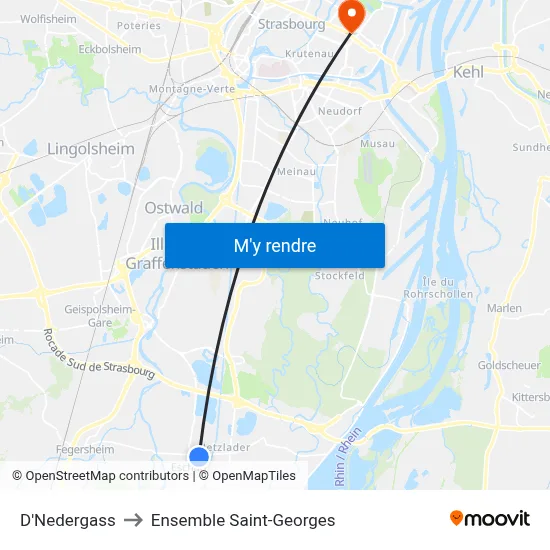 D'Nedergass to Ensemble Saint-Georges map
