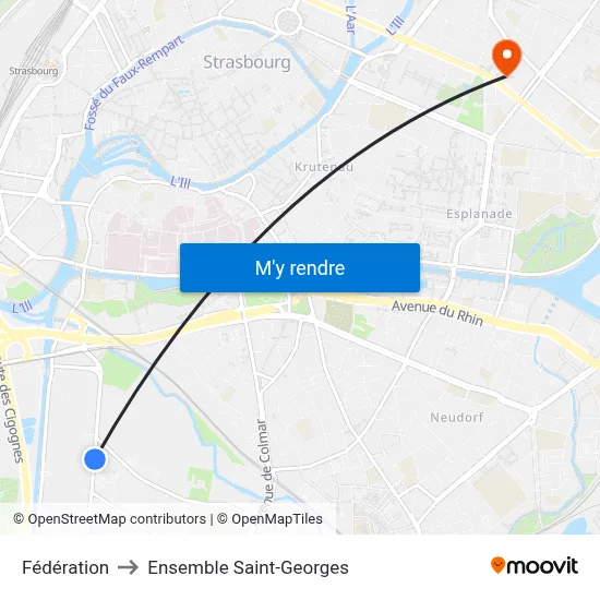 Fédération to Ensemble Saint-Georges map
