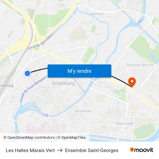 Les Halles Marais Vert to Ensemble Saint-Georges map