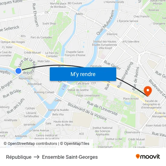 République to Ensemble Saint-Georges map