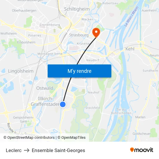 Leclerc to Ensemble Saint-Georges map
