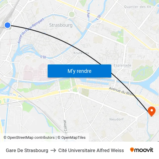Gare De Strasbourg to Cité Universitaire Alfred Weiss map