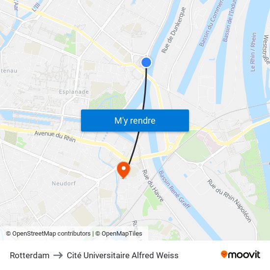 Rotterdam to Cité Universitaire Alfred Weiss map