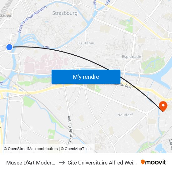 Musée D'Art Moderne to Cité Universitaire Alfred Weiss map