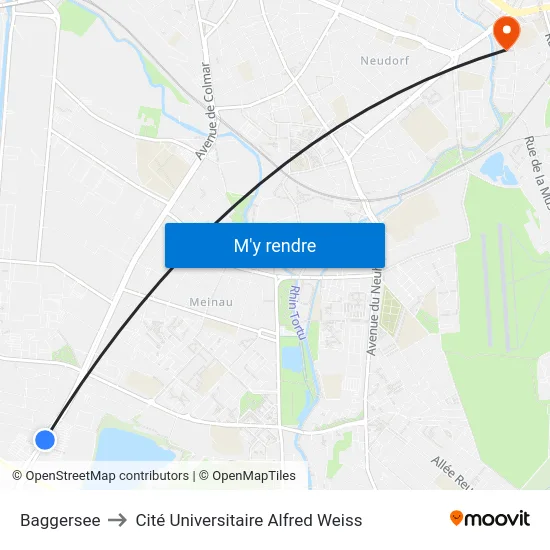 Baggersee to Cité Universitaire Alfred Weiss map