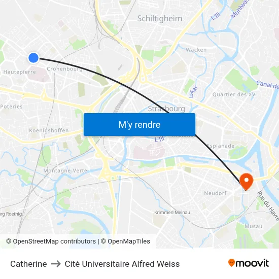 Catherine to Cité Universitaire Alfred Weiss map