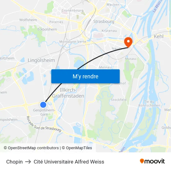 Chopin to Cité Universitaire Alfred Weiss map