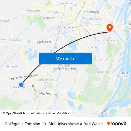 Collège La Fontaine to Cité Universitaire Alfred Weiss map