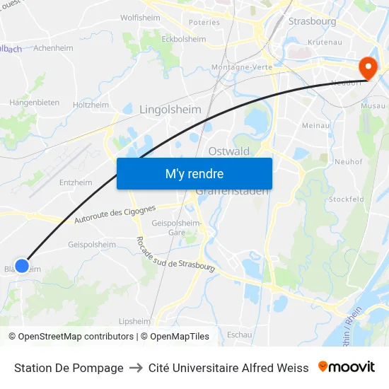 Station De Pompage to Cité Universitaire Alfred Weiss map