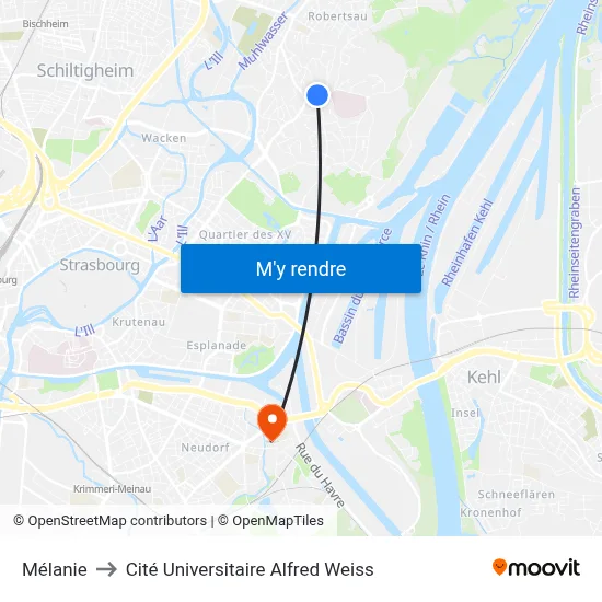 Mélanie to Cité Universitaire Alfred Weiss map