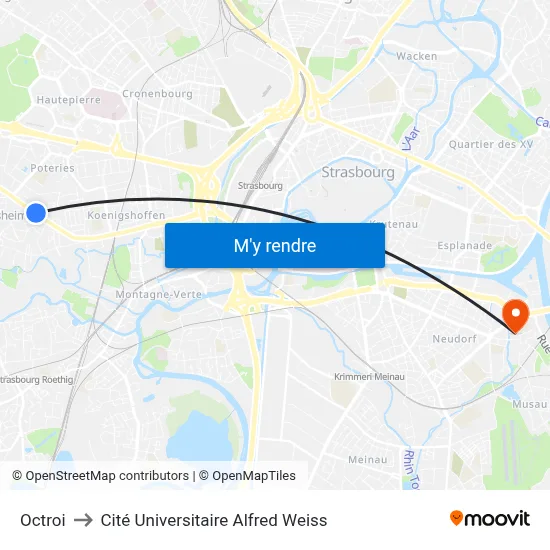 Octroi to Cité Universitaire Alfred Weiss map