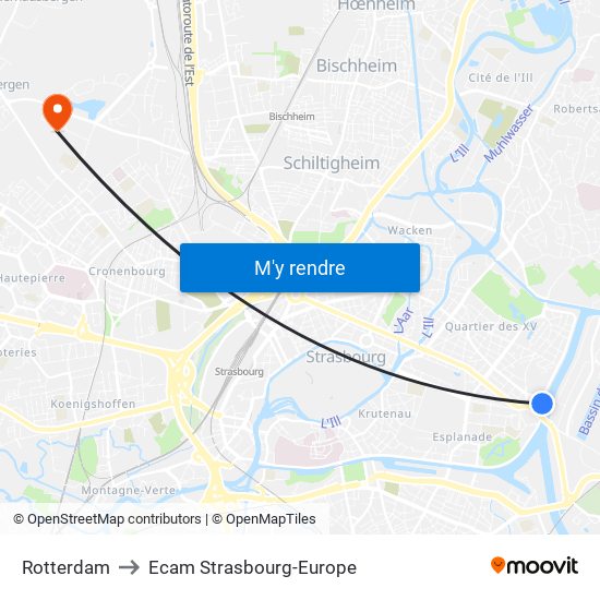 Rotterdam to Ecam Strasbourg-Europe map
