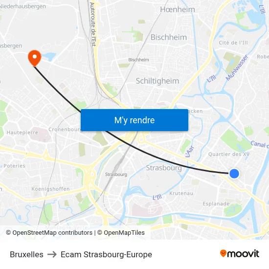 Bruxelles to Ecam Strasbourg-Europe map