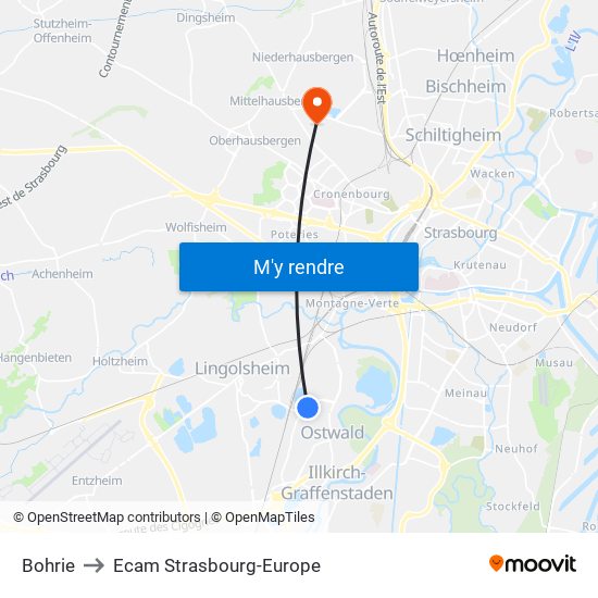Bohrie to Ecam Strasbourg-Europe map