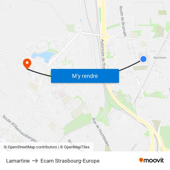 Lamartine to Ecam Strasbourg-Europe map