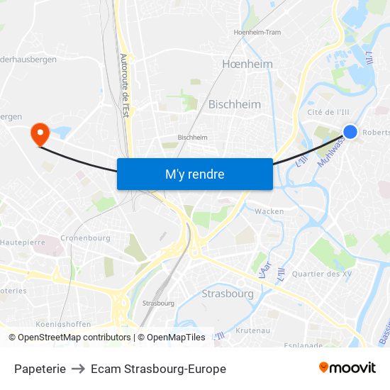 Papeterie to Ecam Strasbourg-Europe map