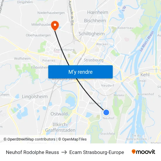 Neuhof Rodolphe Reuss to Ecam Strasbourg-Europe map