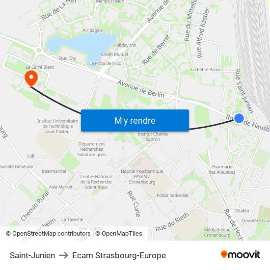 Saint-Junien to Ecam Strasbourg-Europe map