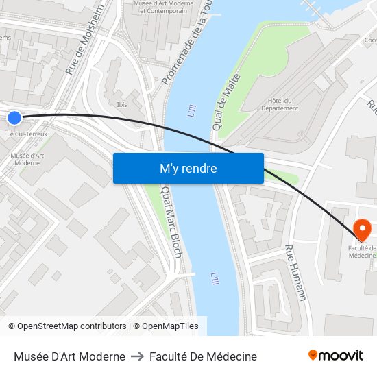 Musée D'Art Moderne to Faculté De Médecine map