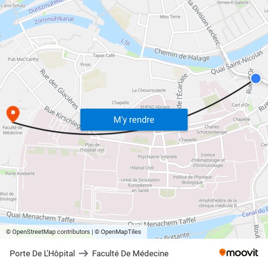 Porte De L'Hôpital to Faculté De Médecine map