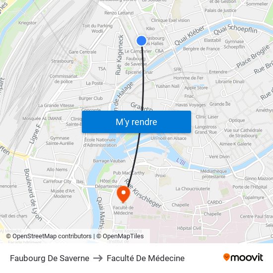 Faubourg De Saverne to Faculté De Médecine map