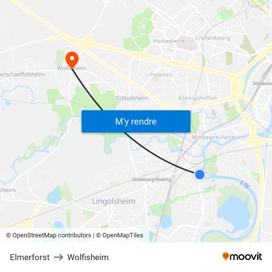 Elmerforst to Wolfisheim map