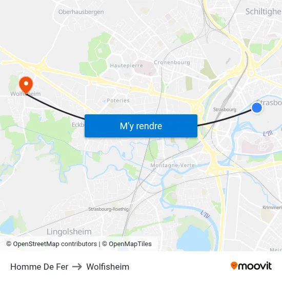 Homme De Fer to Wolfisheim map