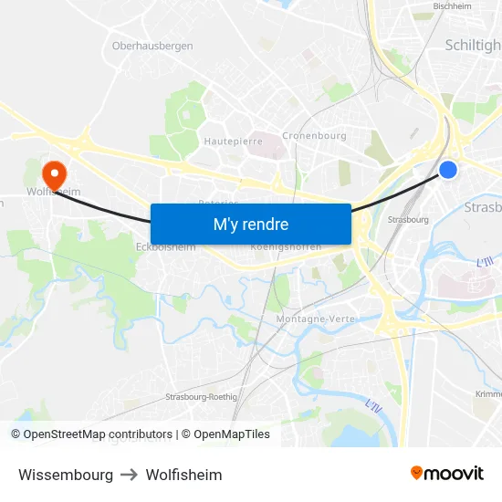 Wissembourg to Wolfisheim map