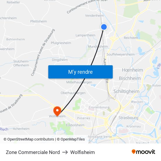 Zone Commerciale Nord to Wolfisheim map