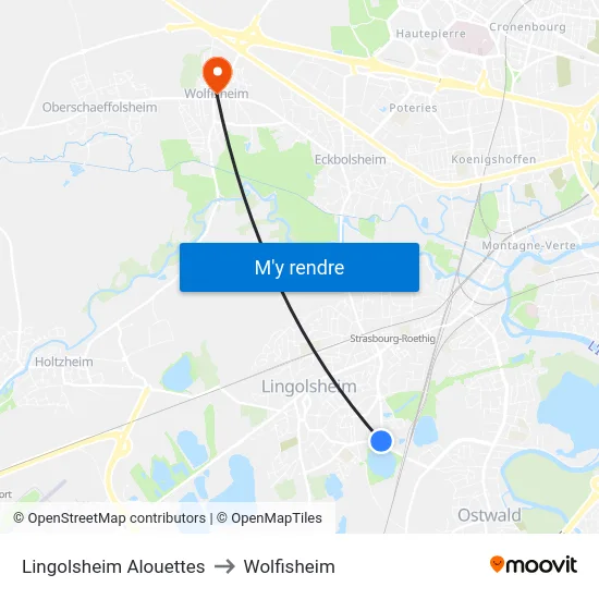 Lingolsheim Alouettes to Wolfisheim map