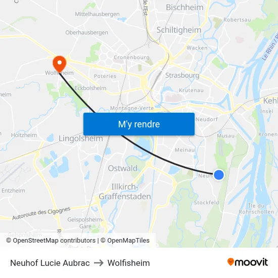 Neuhof Lucie Aubrac to Wolfisheim map