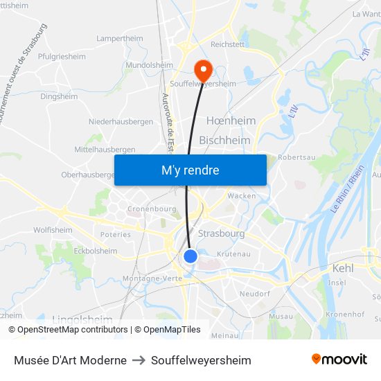 Musée D'Art Moderne to Souffelweyersheim map