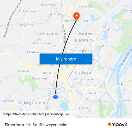 Elmerforst to Souffelweyersheim map