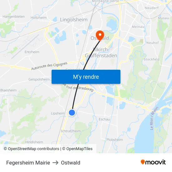 Fegersheim Mairie to Ostwald map