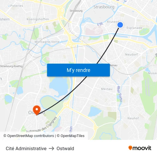 Cité Administrative to Ostwald map