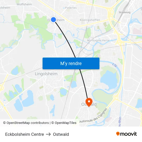 Eckbolsheim Centre to Ostwald map