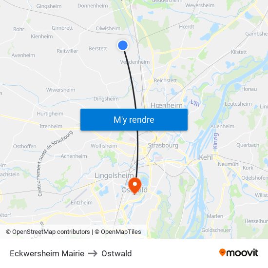 Eckwersheim Mairie to Ostwald map