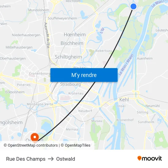 Rue Des Champs to Ostwald map