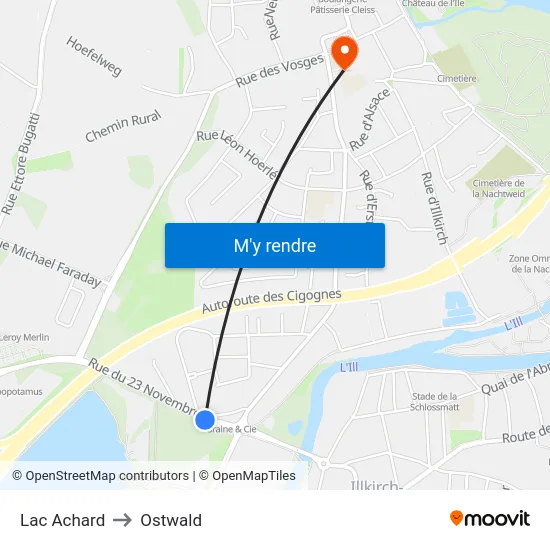 Lac Achard to Ostwald map