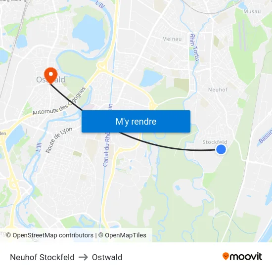 Neuhof Stockfeld to Ostwald map