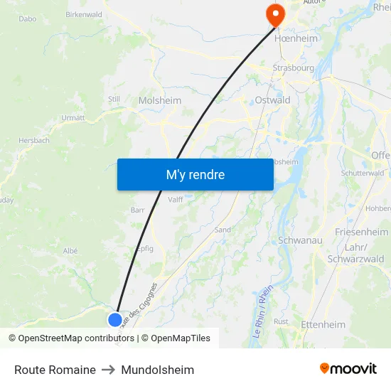 Route Romaine to Mundolsheim map