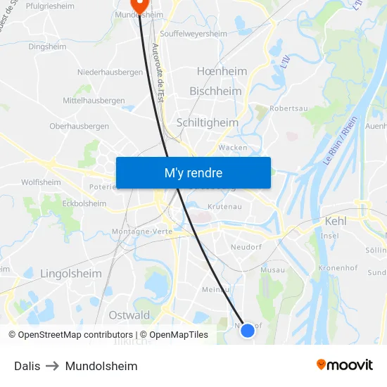 Dalis to Mundolsheim map