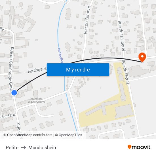 Petite to Mundolsheim map