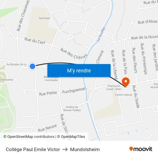 Collège Paul Emile Victor to Mundolsheim map