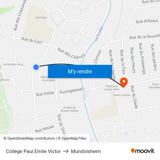 Collège Paul Emile Victor to Mundolsheim map