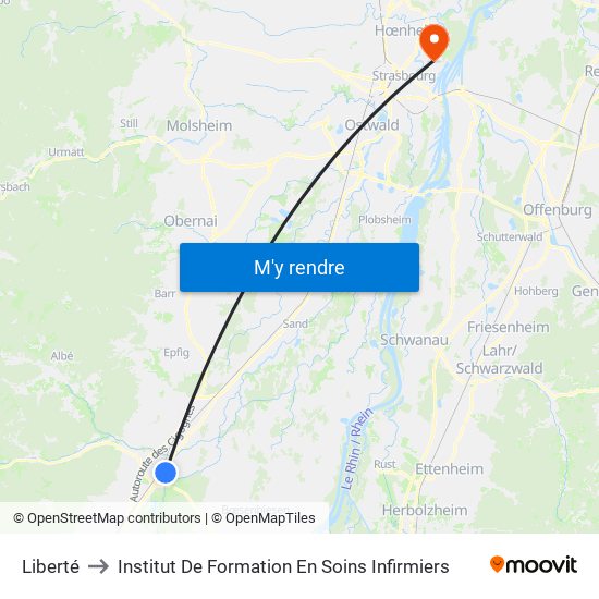 Liberté to Institut De Formation En Soins Infirmiers map