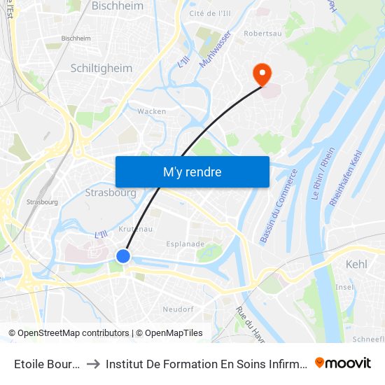 Etoile Bourse to Institut De Formation En Soins Infirmiers map