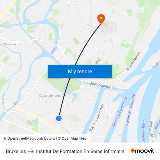 Bruxelles to Institut De Formation En Soins Infirmiers map