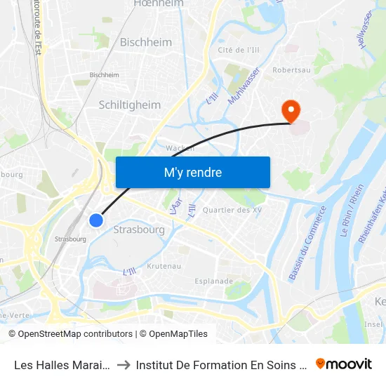 Les Halles Marais Vert to Institut De Formation En Soins Infirmiers map